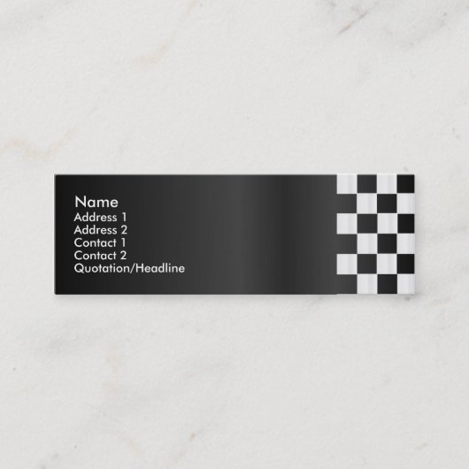 チェックカー縁どボードプロファイルカード スキニー名刺 (正面)