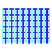 チェックスクエアパターモダンンの青(白) テーブルクロス (正面(横))