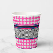 チェックストライプデザインカイト混合パターン 紙コップ (裏面)