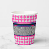 チェックストライプデザインカイト混合パターン 紙コップ (左)