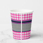 チェックストライプデザインカイト混合パターン 紙コップ (右)