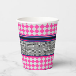 チェックストライプデザインカイト混合パターン 紙コップ