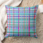 チェックストライプパタ数々のーン – カラー青 クッション (ブランケット)