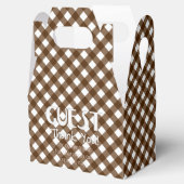 チェックス14 – ブラウンパーティーの好意ボックス、ゲーブルスタイル フェイバーボックス (オープン)