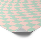 チェックパターンセージ緑とベージュのチェッカーボード ポスター (角)