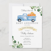 チェックパターントラックパンプキンベビーシャワー招待状 招待状 (正面)