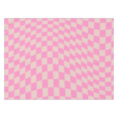チェックパターンピーチ及びピンクチェッカーボ名門私立校風のード テーブルクロス (正面(横))