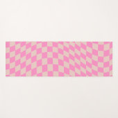 チェックパターンピーチ及びピンクチェッカーボ名門私立校風のード ヨガマット (正面(横))
