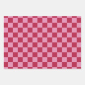 チェックパターンマゼンタとピンク ラッピングペーパーシート (正面)