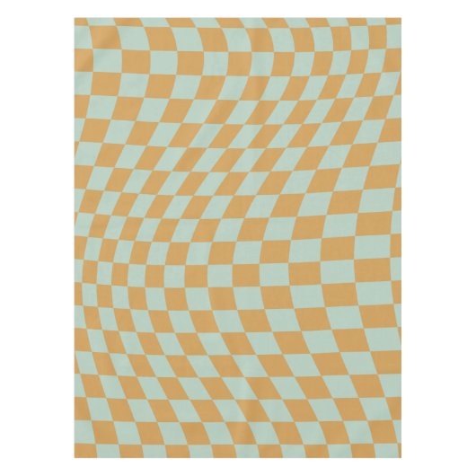 チェックパターンミント波状チェッカーボー市松模様にド テーブルクロス (正面)