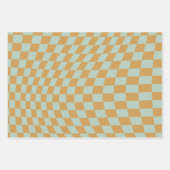 チェックパターンミント波状チェッカーボー市松模様にド ラッピングペーパーシート (正面3)