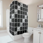 チェックパターン白黒 シャワーカーテン (インサイチュ)