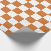 チェックパター市松模様にン燃焼オレンジ ラッピングペーパー (角)