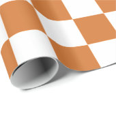 チェックパター市松模様にン燃焼オレンジ ラッピングペーパー (ロールコーナー)