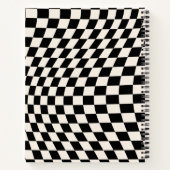 チェックブラックとクリームホワイトパターンチェッカーボード ノートブック (裏面)