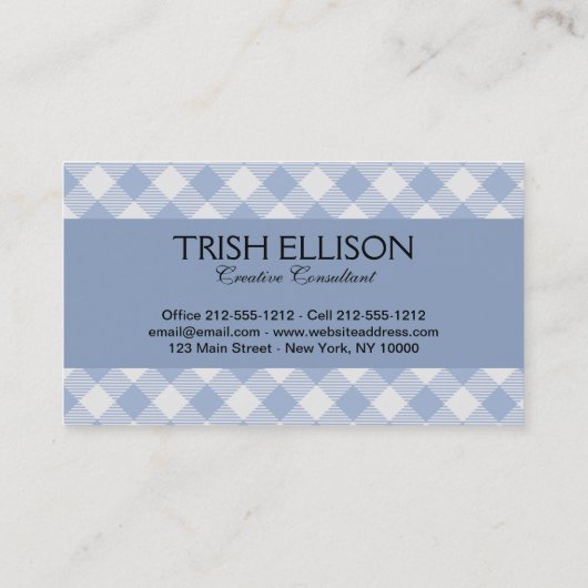 チェックブルージンガムクラシックのパターン 名刺 (裏面)