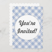 チェックブルージンガムクラシックのパターン 招待状 (正面/裏面)
