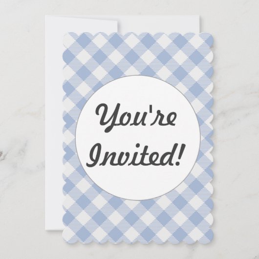 チェックブルージンガムクラシックのパターン 招待状 (正面)