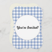 チェックブルージンガムクラシックのパターン 招待状 (正面/裏面)