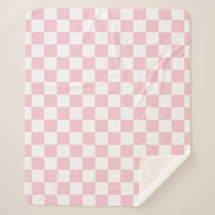 チェックベビーピンクと白のチェッカーボードパターン シェルパブランケット