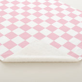 チェックベビーピンクと白のチェッカーボードパターン シェルパブランケット (3/4)
