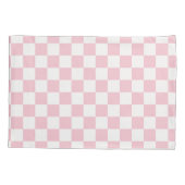 チェックベビーピンクと白のチェッカーボードパターン 枕カバー (裏面)