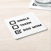 チェックボおもしろいックス犬のママのステータス スクエアペーパーコースター (アングル)