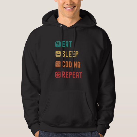 チェックボックスでEat sleep coding repeat パーカ (正面)