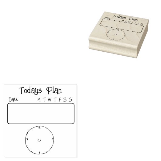 チェックボックスの今日の計画の時計の行頭仕訳帳リスト ラバースタンプ (押印)