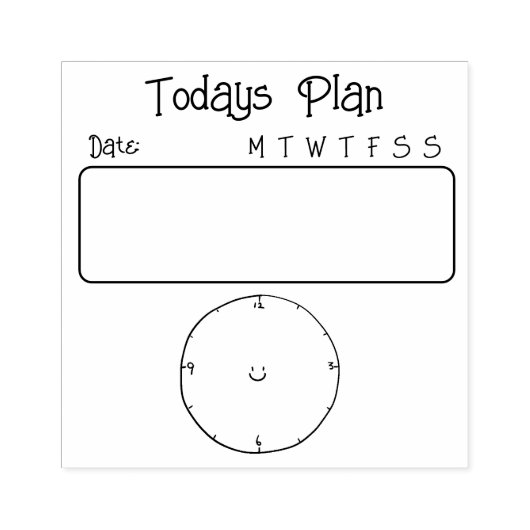 チェックボックスの今日の計画の時計の行頭仕訳帳リスト ラバースタンプ (インプリント)