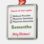 チェックボックス医師のクリスマス装飾品の関連付け メタルオーナメント (左)