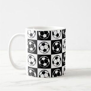 チェックボードサッカー/サッカーボールパターン コーヒーマグカップ