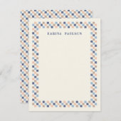 チェックボードフレーム便箋 - ネイビー ノートカード (正面/裏面)