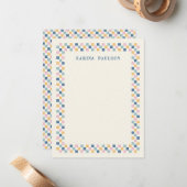 チェックボードフレーム便箋 - 青 ノートカード (正面/裏面インサイチュ)