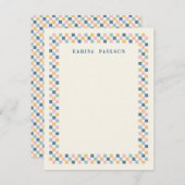 チェックボードフレーム便箋 - 青 ノートカード (正面/裏面)