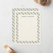 チェックボードフレーム 便箋 - ティール ノートカード (正面/裏面インサイチュ)