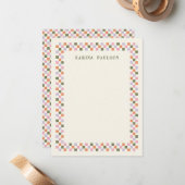 チェックボードフレーム 便箋 ノートカード - 緑 (正面/裏面インサイチュ)