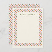 チェックボードフレーム 便箋 ノートカード - 緑 (正面/裏面)