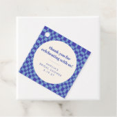 チェックボードブルーのカスタム ブライダルシャワーの感謝メッセージ フェイバータグ (インサイチュ)