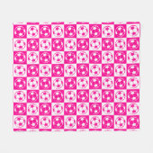 チェックボード サッカー ボール パターン - ピンク フリースブランケット (正面(横))