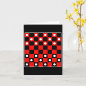 チェックボード チェッカー ボード ゲーム 黒と赤 ハロ カード (黄色い花)