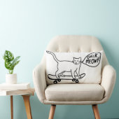 チェックミオウプニースケートボーディングキャット白黒 ランバークッション (椅子)