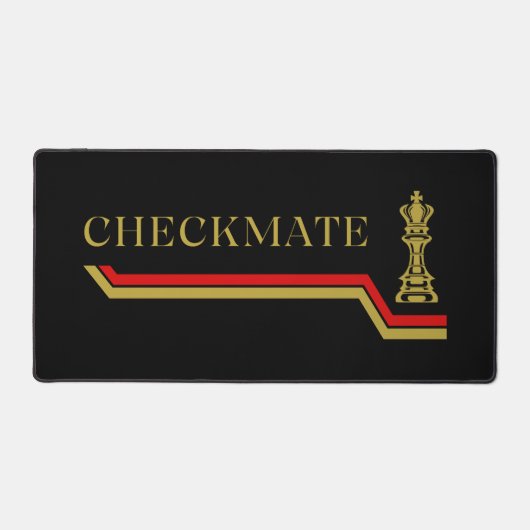 チェックメイトのチェス選手の引用文赤金ゴールド デスクマット (正面)