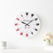 チェックメイトチェスの壁時計(赤と黒) ラージ壁時計 (ホーム)