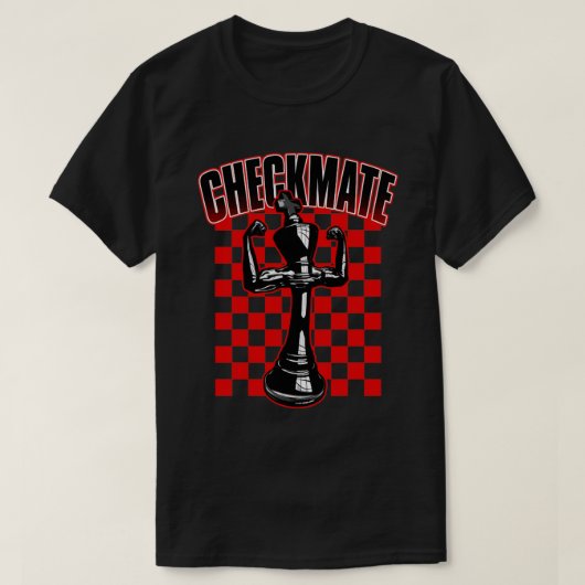 チェックメイト黒王チェス選手グランドマスターワイン Tシャツ (デザイン正面)
