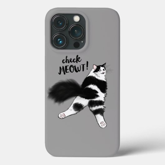 チェックメウおもしろいト – 白黒猫スプルート Case-Mate iPhoneケース (裏面)