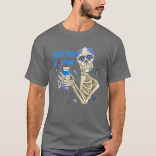 チェックユア血糖スカル糖尿病認識度MO Tシャツ