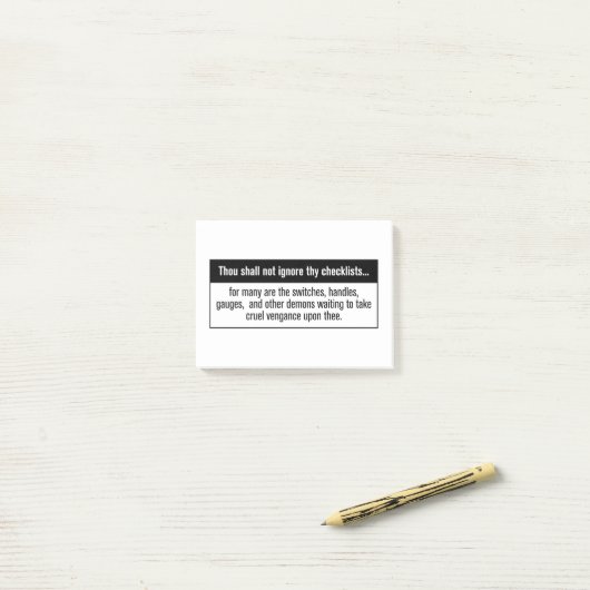 チェックリストの航空ユーモアを無視しないで下さい ポストイット (デスク上)