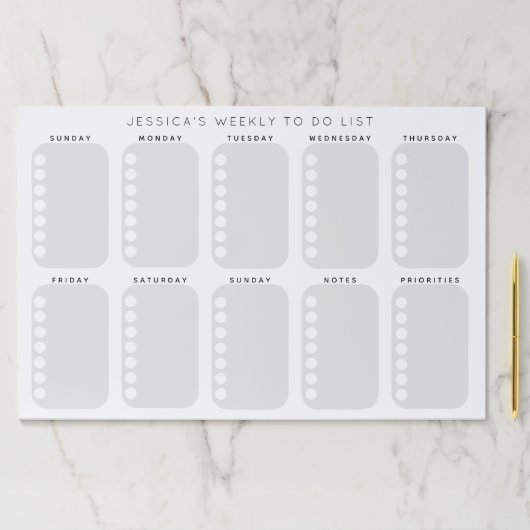 チェックリストの週次プランナー予定を実行するには ペーパーパッド (インサイチュ)