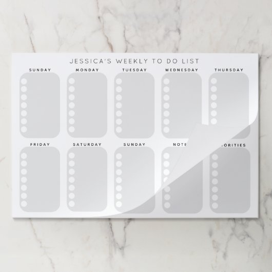 チェックリストの週次プランナー予定を実行するには ペーパーパッド (折り畳み)